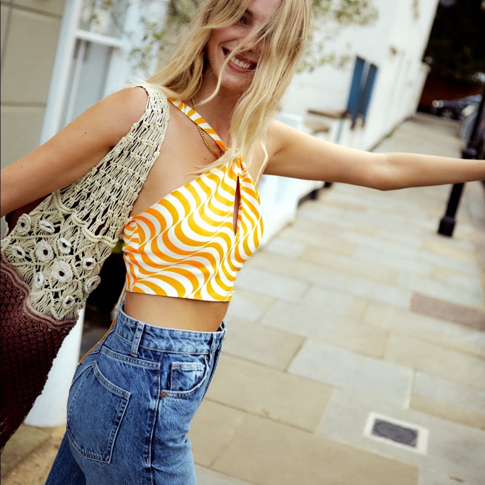 ZARA orange pattern crop top